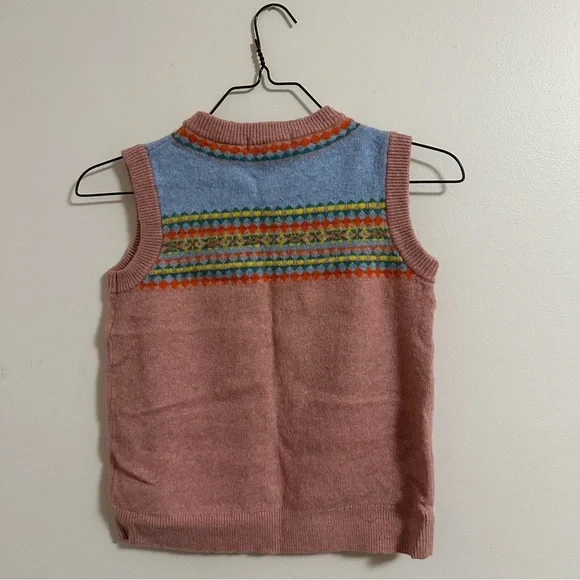 Boden Pink Fair Isle Sweater Tank with Blue Yoke - Picture 7 of 11